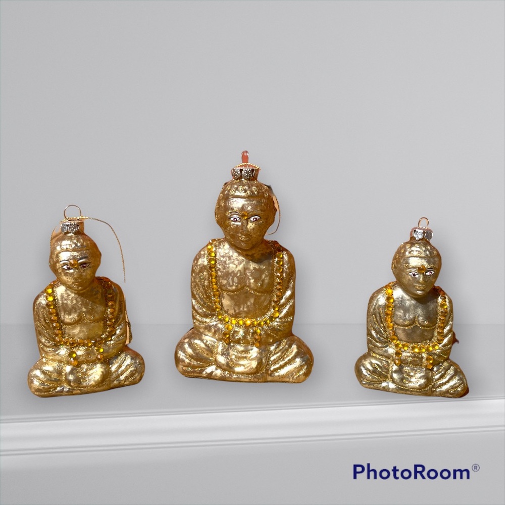 Thomas Glenn Gold Metallic Buddha Glass Christmas Ornament Classic Handmade - Picture 8 of 8